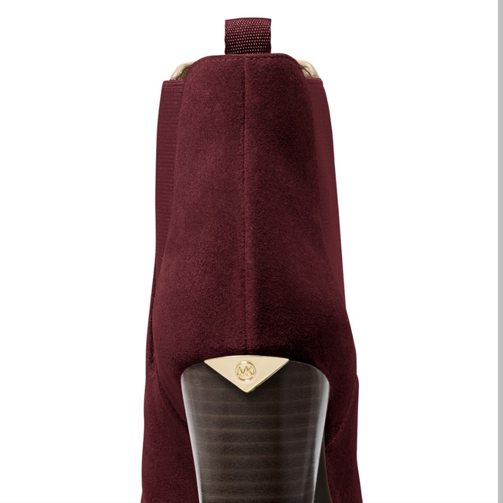MK Michael Kors Women's Chelsea Boots Lottie Size 9.5 Dark Berry Suede - Picture 4 of 15